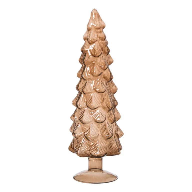 Kerstboom beeldje groot - bruin - ø8x30 cm
