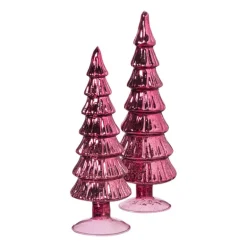 Kerstboom beeldje klein - rood - ø8x24.5 cm