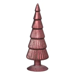Kerstboom beeldje klein - donkerrood - ø8x24.5 cm
