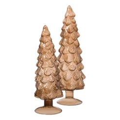 Kerstboom beeldje klein - bruin - ø8x24.5 cm
