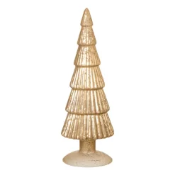 Kerstboom beeldje klein - goudkleurig - ø8x24.5 cm
