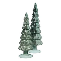 Kerstboom beeldje shiny klein - groen - ø8x24.5 cm