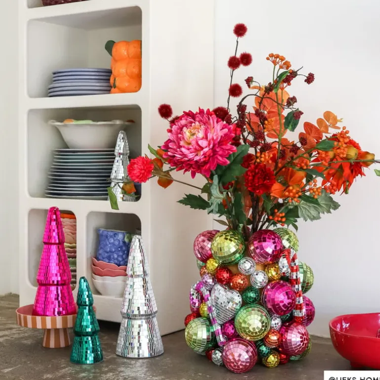 Kerstboom disco L - zilverkleurig - ø11x29 cm