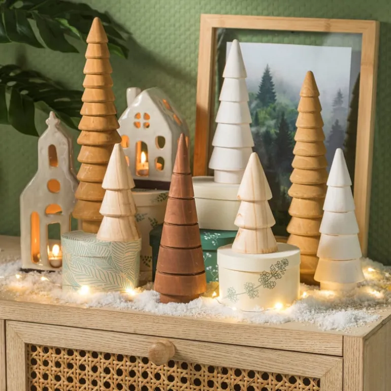 Kerstboom hout - bruin - ø5.3x15.5 cm