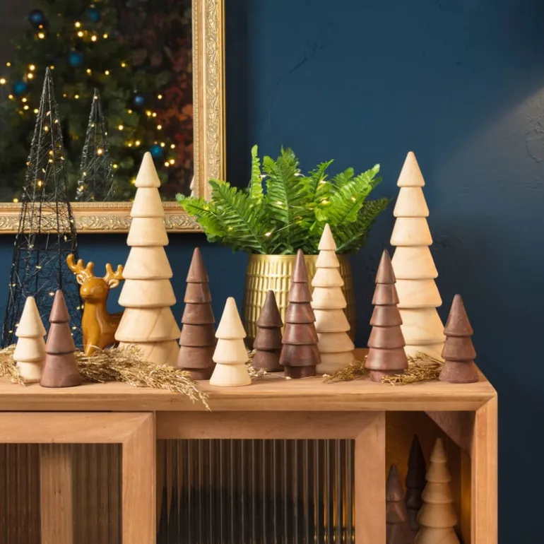 Kerstboom hout - bruin - ø5.3x15.5 cm