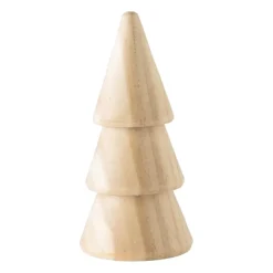 Kerstboom hout - naturel - ø4.9x10 cm