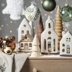 Kerstboom hout - naturel - ø4.9x10 cm