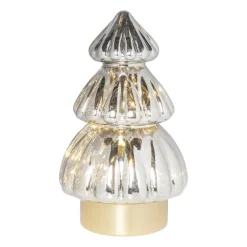 Kerstboom lamp - grijs - 13.5x13.5x20 cm