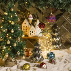 Kerstboom lamp - grijs - 13.5x13.5x20 cm