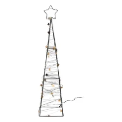 Kerstboom met LED lampjes - zwart/goudkleurig - 60 cm
