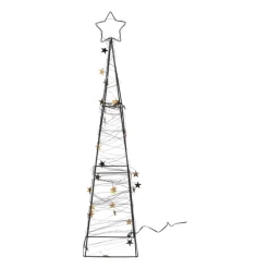 Kerstboom met LED lampjes - zwart/goudkleurig - 60 cm