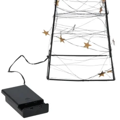 Kerstboom met LED lampjes - zwart/goudkleurig - 60 cm