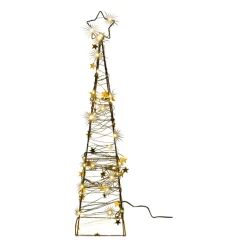 Kerstboom met LED lampjes - zwart/goudkleurig - 60 cm