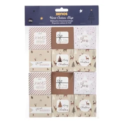 Kerstcadeau tags - roze - set van 24