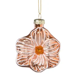 Kersthanger bloem - lichtbruin - 10.5x9.5x4 cm