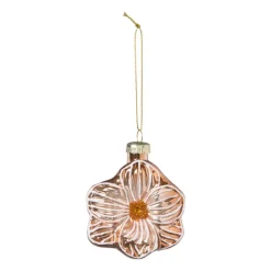 Kersthanger bloem - lichtbruin - 10.5x9.5x4 cm