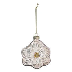 Kersthanger bloem - lichtroze - 7.8x6.8x3 cm