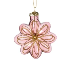 Kersthanger bloem - paars - 8.5x8x3.4 cm