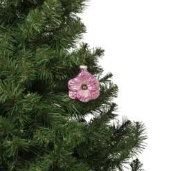 Kersthanger bloem - roze - 7.8x6.8x3 cm