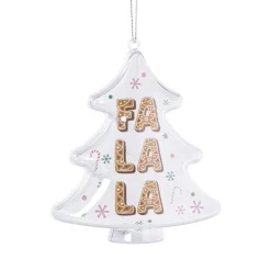Kersthanger fa la la - transparant - 10.5x10.5x3.5 cm