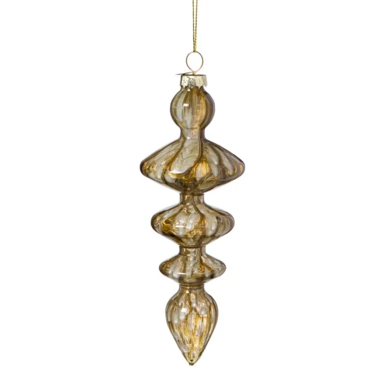 Kersthanger glas pegel - olijfgroen - ø5.5x15 cm