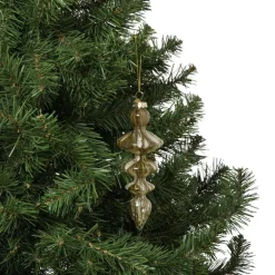 Kersthanger glas pegel - olijfgroen - ø5.5x15 cm