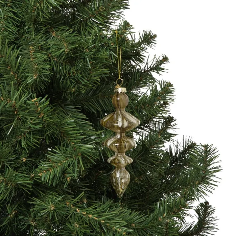 Kersthanger glas pegel - olijfgroen - ø5.5x15 cm