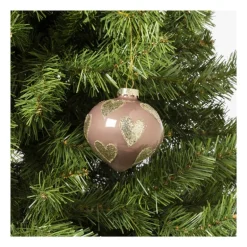 Kersthanger glitter hart - diverse varianten - ø8 cm