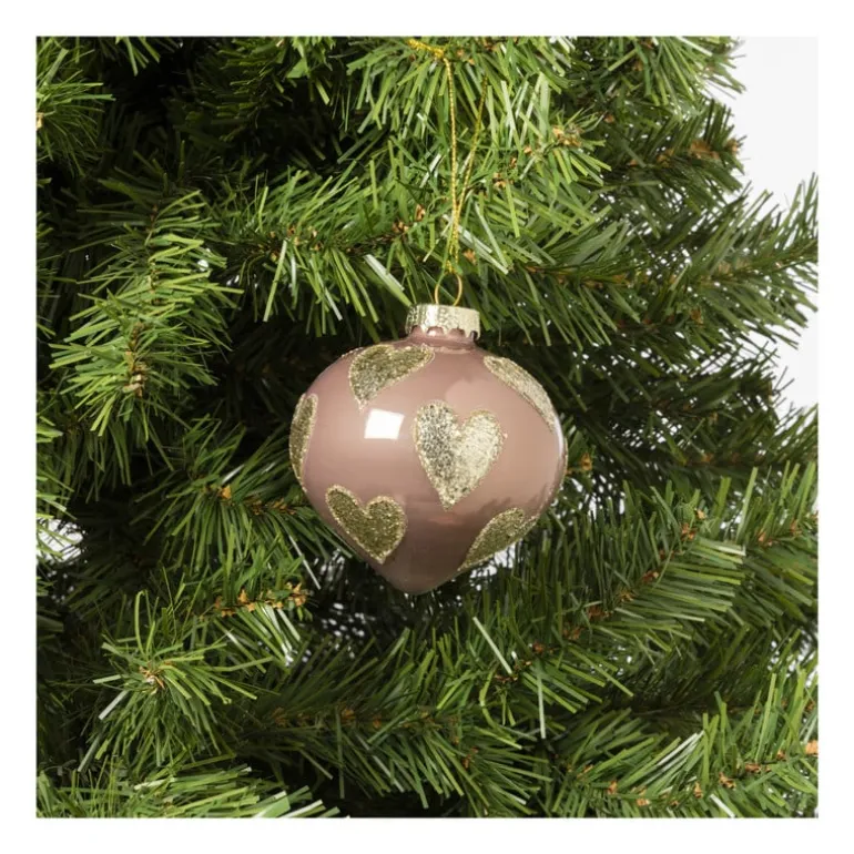 Kersthanger glitter hart - diverse varianten - ø8 cm