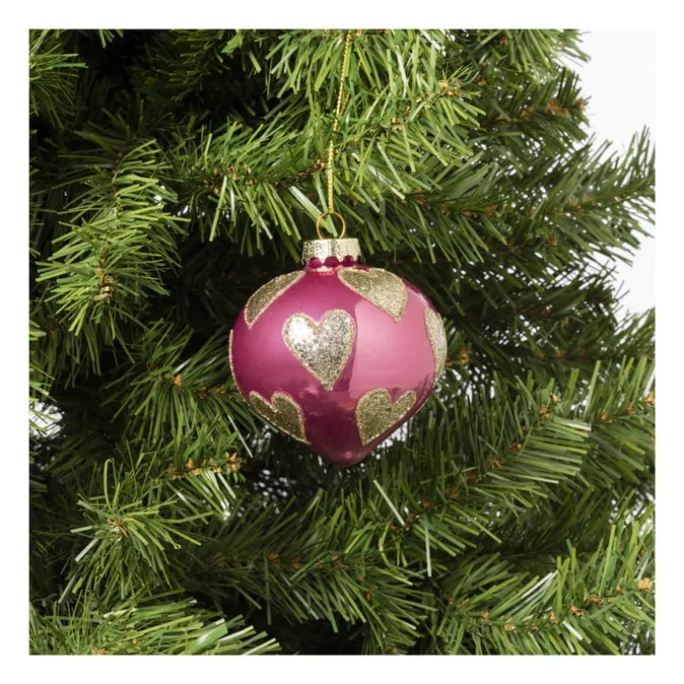 Kersthanger glitter hart - diverse varianten - ø8 cm