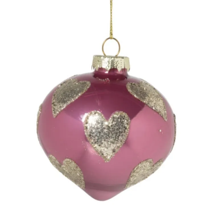 Kersthanger glitter hart - diverse varianten - ø8 cm