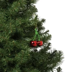 Kersthanger kersen - groen/rood - 9x6.5x3.8 cm