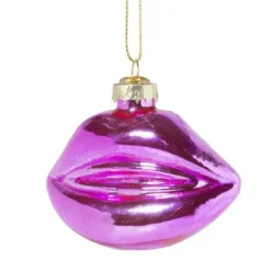Kersthanger lippen roze - glas - 6.4x8.3x4 cm