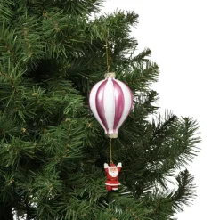 Kersthanger luchtballon met kerstman - diverse varianten - ø7.5x16.5 cm