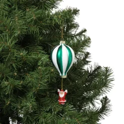 Kersthanger luchtballon met kerstman - diverse varianten - ø7.5x16.5 cm