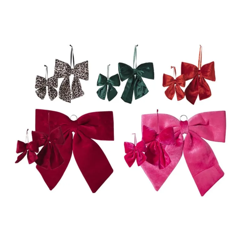 Kersthanger rendier liggend - roze - 8x9 cm