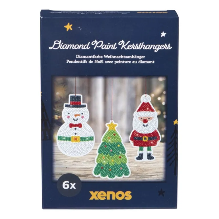 Kersthangers diamond paiting DIY - set van 6