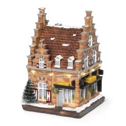 Kersthuis Xenos met licht - 12x7.8x7.8 cm