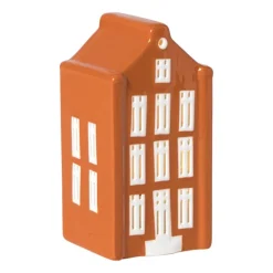 Kersthuisje - oranje - 11x5.5x5.5 cm