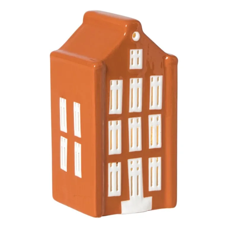 Kersthuisje - oranje - 11x5.5x5.5 cm