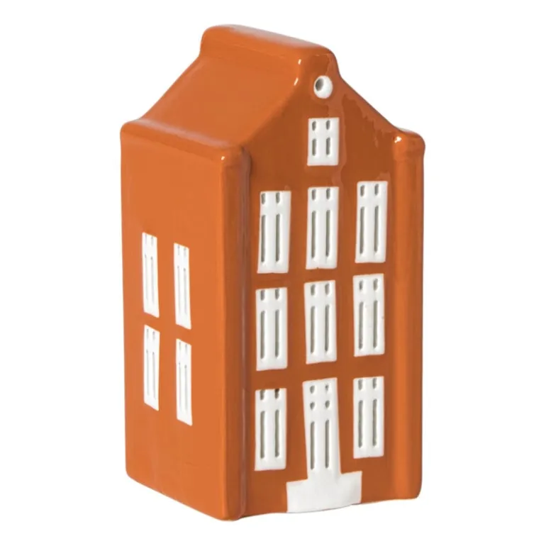 Kersthuisje - oranje - 11x5.5x5.5 cm