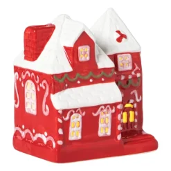 Kersthuisje LED - rood - 10.5x8.8x6.5 cm