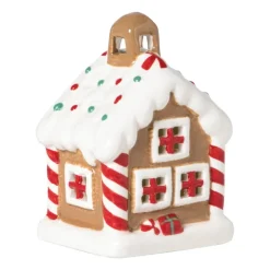 Kersthuisje LED klein - bruin - 10.5x7.5x6.5 cm