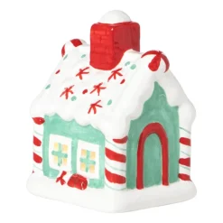 Kersthuisje met sneeuw LED - wit - 11x8x7 cm