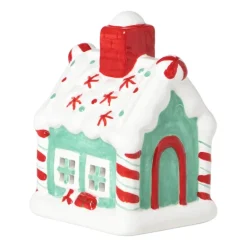 Kersthuisje met sneeuw LED - wit - 11x8x7 cm