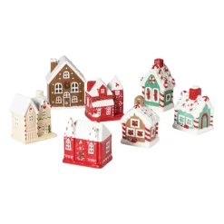 Kersthuisje met sneeuw LED - wit - 11x8x7 cm