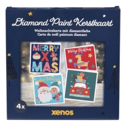 Kerstkaart diamond painting DIY - set van 4