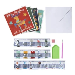 Kerstkaart diamond painting DIY - set van 4