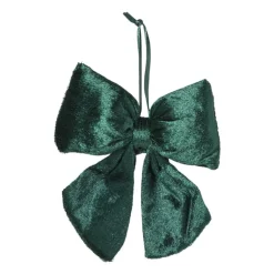 Kerststrik velvet klein - groen - 12x13 cm