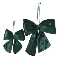 Kerststrik velvet medium - groen - 19x24 cm